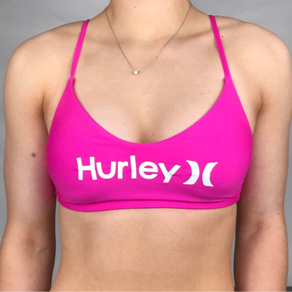BOGO FREE NWT Hurley One and Only Solid Bralette Swimsuit Top Pink Size‎ S - Picture 1 of 7